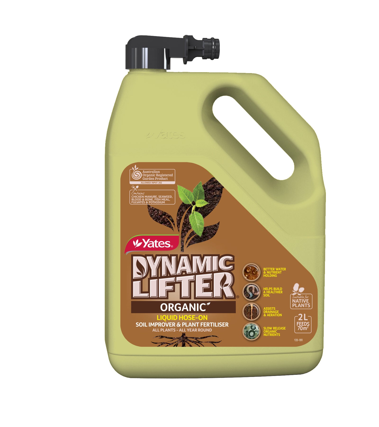 Yates 2L Dynamic Lifter Liquid Soil Improver & Plant Fertiliser Hose-On